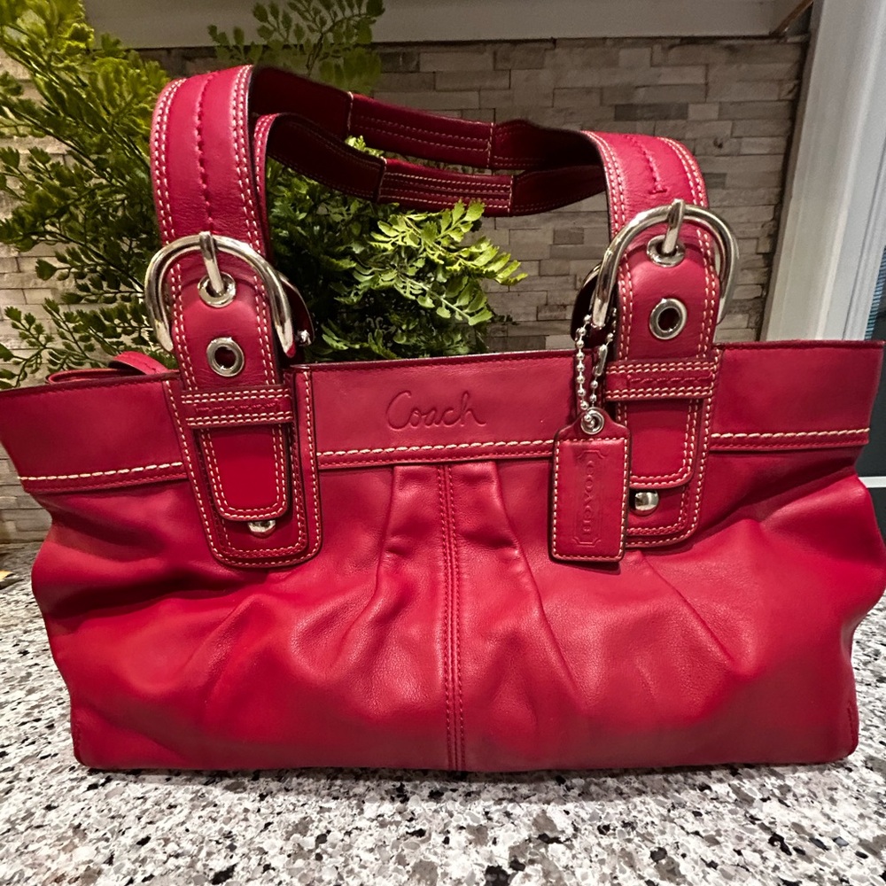 Coach Red Leather soho Tote Bag